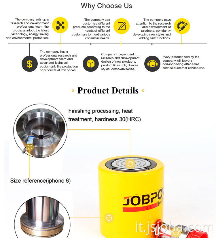 Jrcs sottile jack idraulico a singolo azione 10 tonnellate